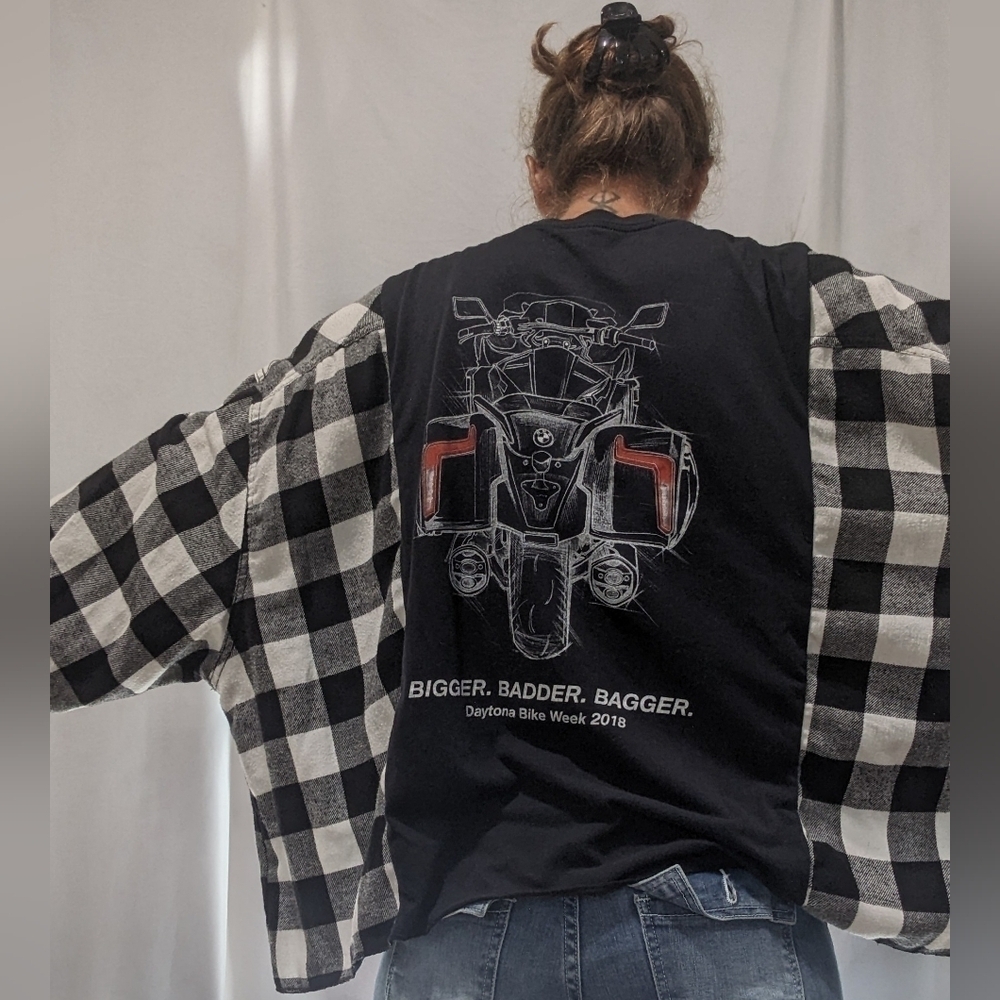 Bike Week 2018 BMW OOAK Handmade Upcycled Reworked Oversized Flannel Top